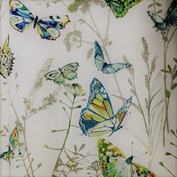 ブルーの蝶が舞うコットンプリントカーテン～イギリスPT社