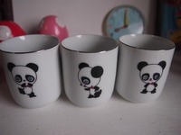 パンダのキュートな陶器湯のみ茶碗日本製