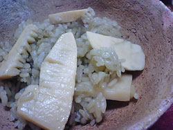 緑茶&タケノコご飯