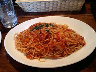 絶品パスタ!ベーコンのトマトソース!葵区山﨑ロッソ。