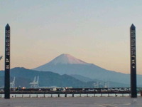 富士山,雪化粧,朝焼け,清水港