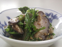春菊としいたけの胡麻和え