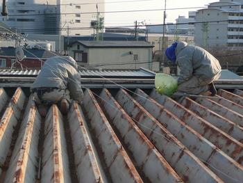 折半屋根の塗装工事