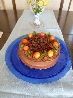 さくらんぼうとチョコのケーキ