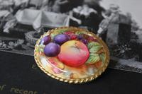 ヴィンテージ Aynsley/エインズレイ ORCHARD GOLD/オーチャード ゴールド 陶板ブローチ