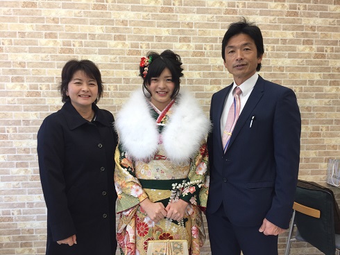 美容院で記念撮影