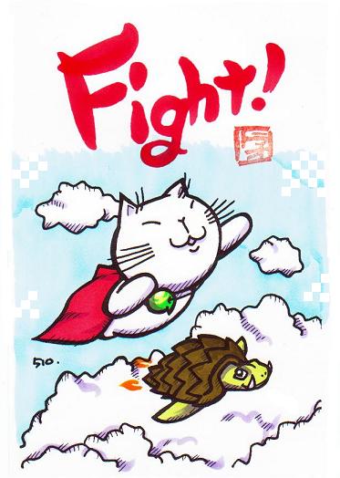 猫のイラスト（トラオとガメラ）