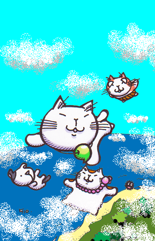 猫のイラスト（トラオとジョータとゲンジイとトラオの犬）