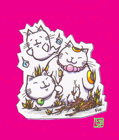 猫のイラスト（トラオとジョータと猫おばけ）