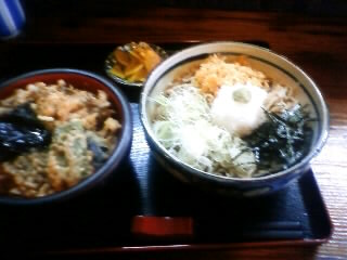 650円　おろしそばと野菜天丼セット！南幹線の錨さん。