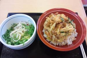 530円！かき揚げ天丼セット。駿河区南安倍 瀬戸うどんさん